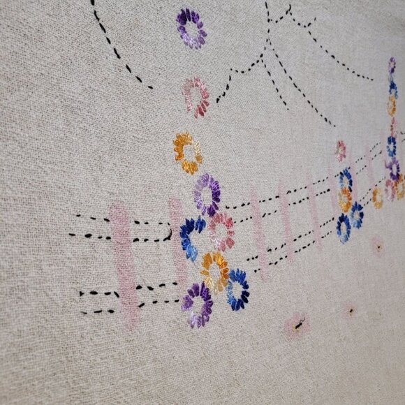 Vintage Embroidered Fabric Floral Country Crinoline Lady Southern Belle 80‎ x 65 - Picture 6 of 10